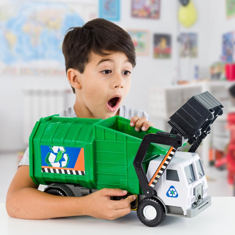 Mighty Fleet Mighty Motorized Garbage Truck Toy w/Lights & Sounds, Motorized Front Arm, Garbage Bin, Realistic Design & Batteries Included - Age 3+ - Image 3